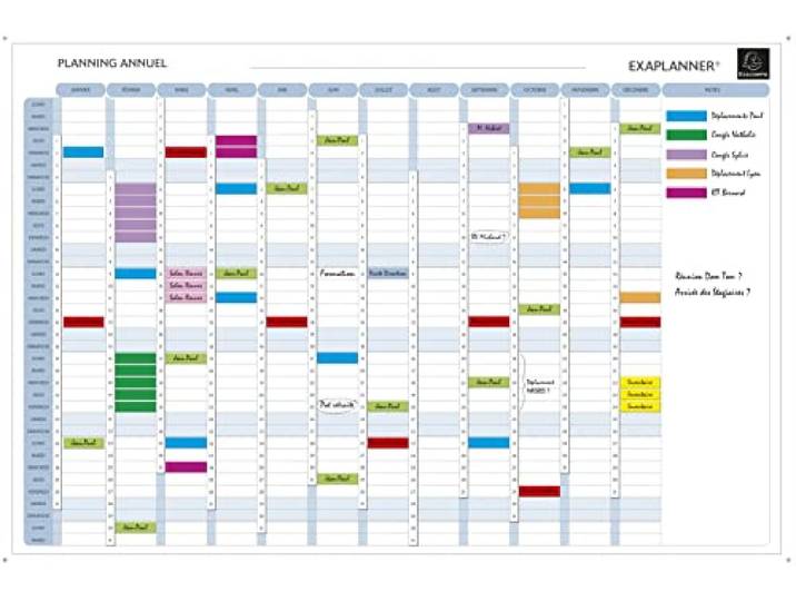 Planning magnétique annuel effaçable à sec - Exaplanner