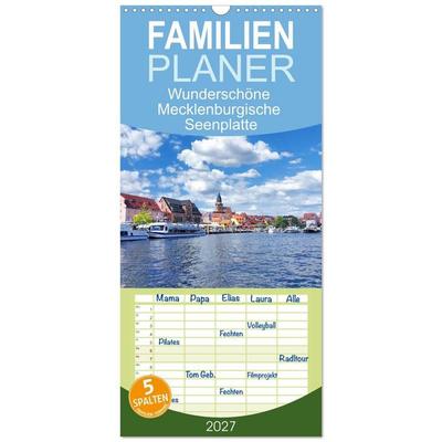 Familienplaner 2027 - Wunderschöne Mecklenburgische Seenplatte mit 5 Spalten (Wandkalender, 21 x 45 cm) CALVENDO