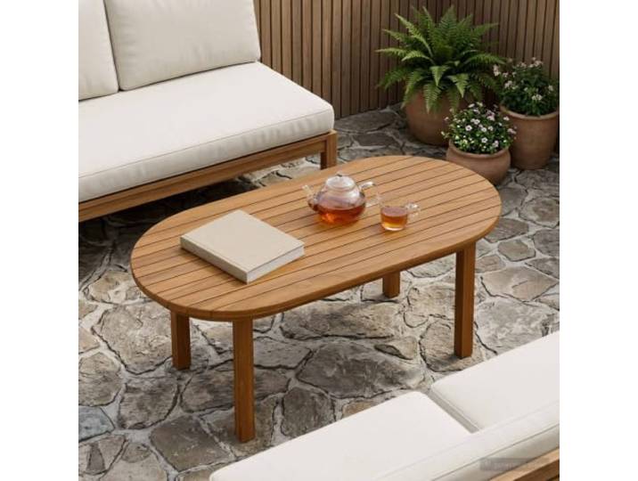 PHGTYUK Tischplatte 80 x 40 x 3,5 cm Oval Massives Teakholz Natur Wasserbasierte Oberfläche, Für Innen Und Außen, Einfache Pflege, Kein Zusammenbau Nötig