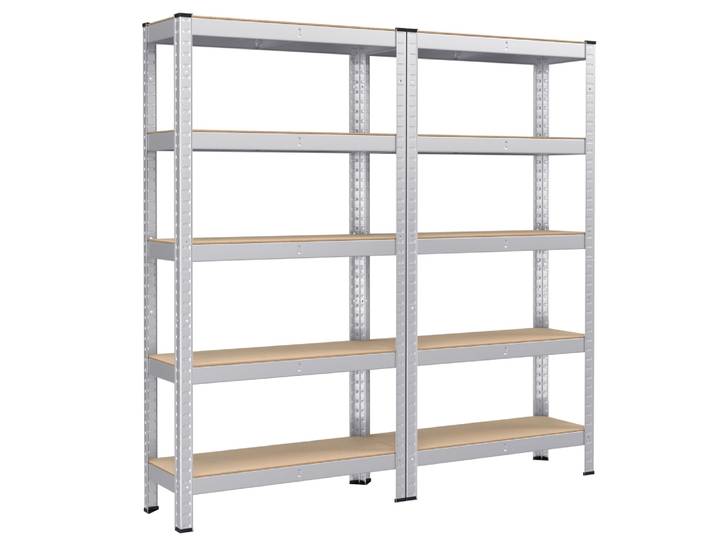 Lots de 2 rayonnages métalliques planches réglables étagères 650 kg