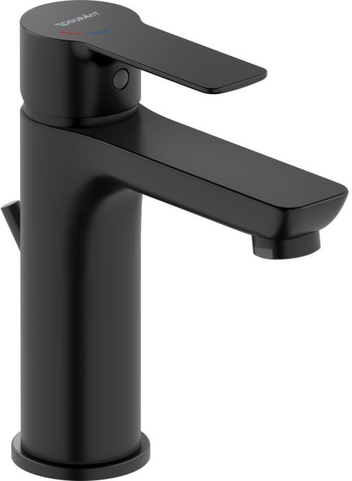 Duravit D-Code Waschtischarmatur M DC1023001046 FreshStart, MinusFlow, mit Zugstange, Schwarz Matt