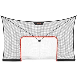 VEVOR Hockeytor- und Fangnetz-Set 366 x 213 cm mit Erweiterter Abdeckung, Leichtes Tragbares Komplettset, Strapazierfähiges Hockeynetz, Street-Hockey-Tor-Trainingsset für Jugendliche und Erwachsene