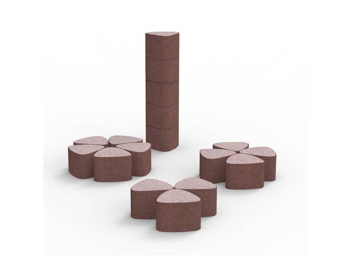 Pouf modulable Flower tissu non feu M1 - Rose
