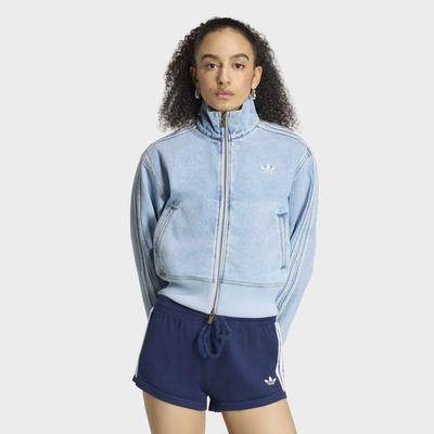 Jeansjacke ADIDAS ORIGINALS "FIREBIRD DENIM TRACK", Damen, Gr. L, blau (light denim), Obermaterial: 100% Baumwolle, Jacken Jeansjacke