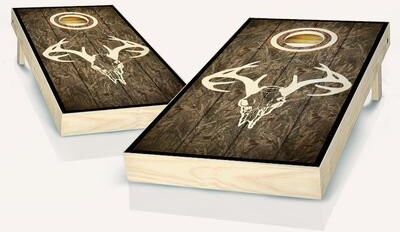 Skip's Garage Camo Skull Outdoor Cornhole Board Game Set