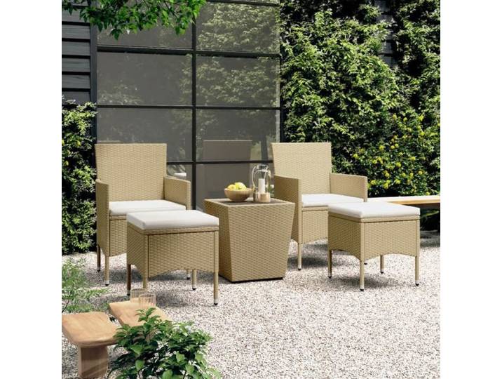 Ensemble de Bistro 5 pcs Mobilier d'Extérieur Ensemble de Meubles de Terrasse Mobilier de Jardin Résine Tressée et 3058370