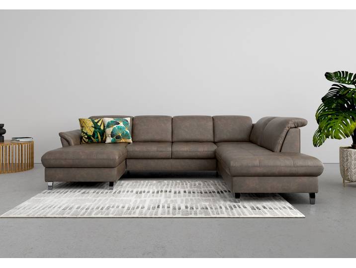 Wohnlandschaft SIT & MORE Maggiore U-Form , braun, B:312cm T:224cm, 100% Polyester, Sofas, Wohnlandschaft, wahlweise mit Kopfteilverstellung, Schlaffunktion und Stauraum