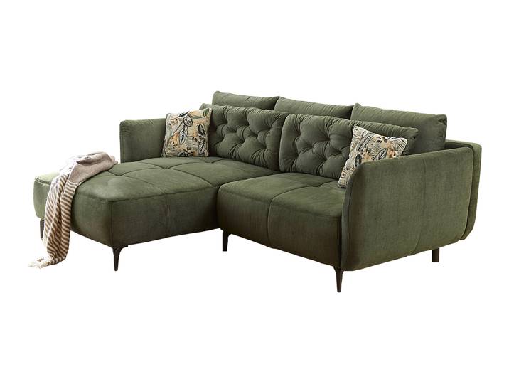 Ecksofa grün Veloursbezug 251 x 186 cm - SALO