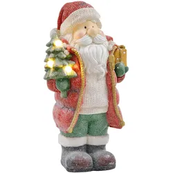 WEIHNACHTSDEKO Figur 50 cm Weihnachtsmann mit Weihnachtsbaum und Geschenk
