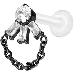 PTFE Labret mit Innengewinde + Titan-Aufsatz LOTUSBLÜTE + KETTE