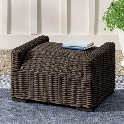 Montville Wicker Outdoor Outdoor Ottoman - Chocolate - Grandin Road