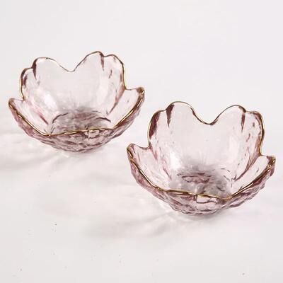 Inspired Living Japanese Sakura Glass Dipping Dish Cherry Blossom Sauce Bowl For BBQ, Hot Pot & Desserts 1pc b