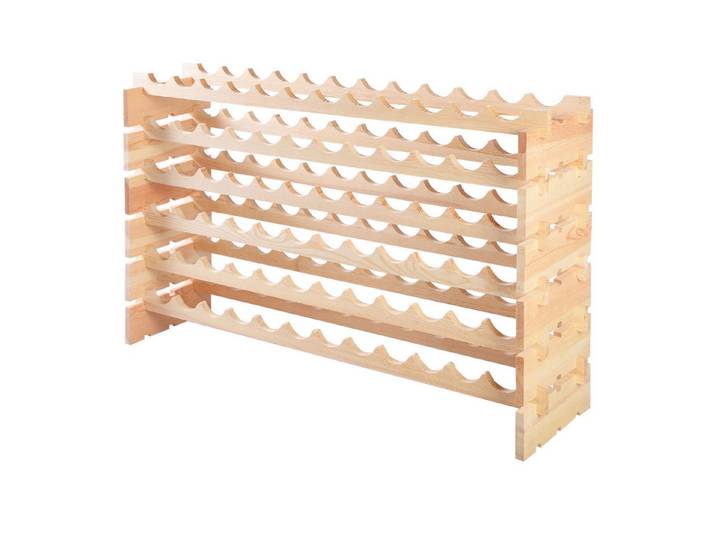 COSTWAY Weinregal, stapelbar Massivholz, für 72 Flaschen, 119x29x72cm