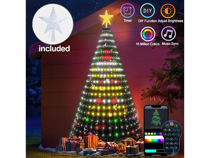 Lumières de Noël intelligentes WiFi avec application, 400 LED, synchronisation musicale, motifs DIY, application à distance, étanches pour la décoration de Noël intérieure et extérieure