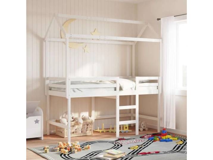 ZXQVLMRS Kinderbett-Dach 207x95.5x159 cm Kiefer Massivholz Spielbett Rustikaler Charme, Fördert kreatives Spielen
