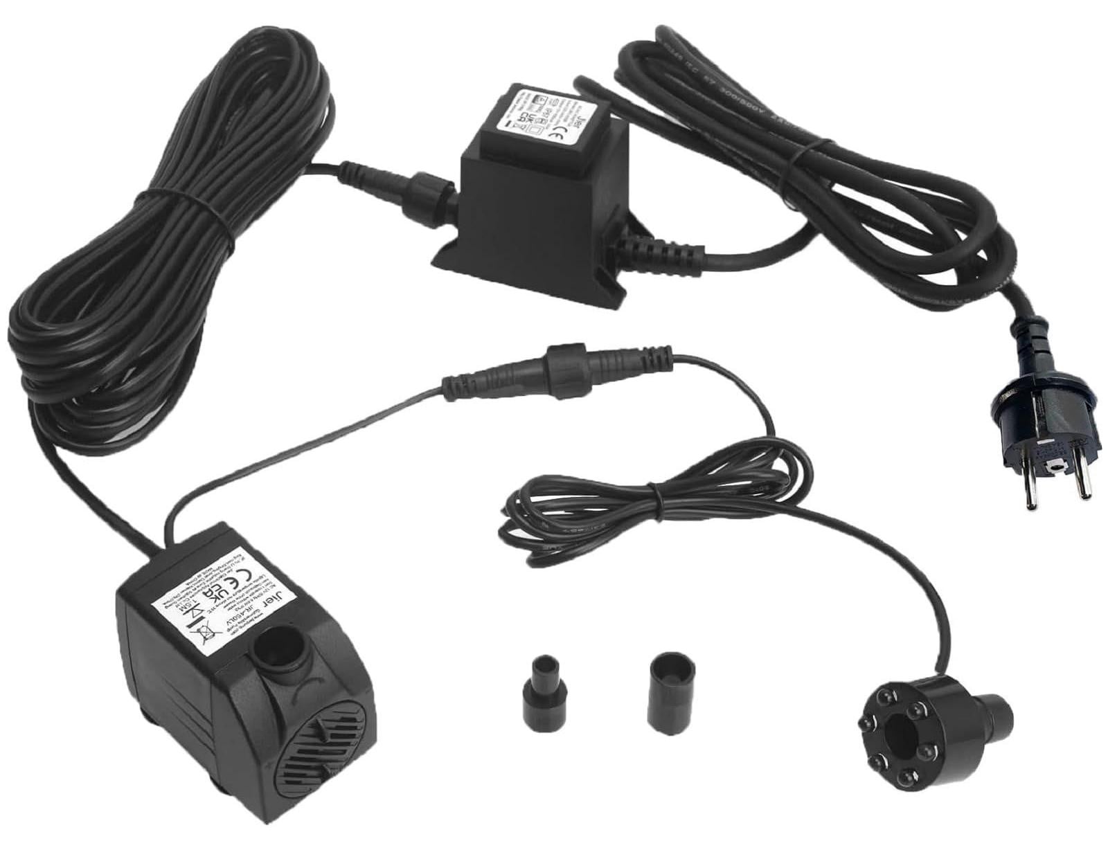 Lustrens Fontein Pomp met LED Verlichting, 12V AC Dompelpomp 250L/H