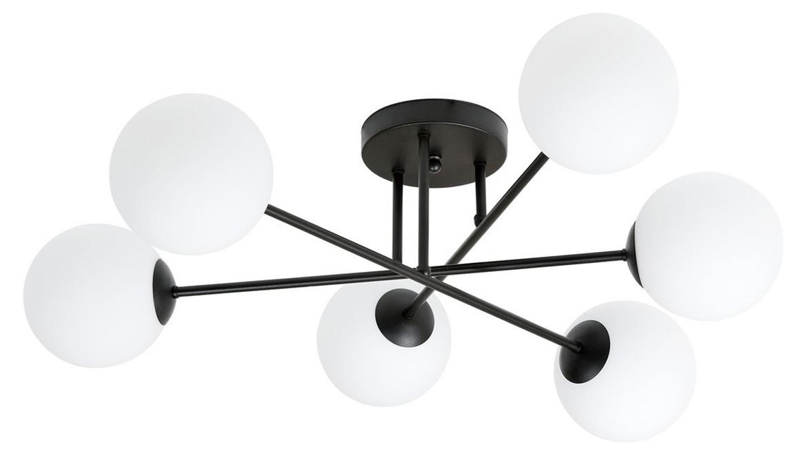 Kendra Home Hanglamp ROMA van zwart staal en opaalglas