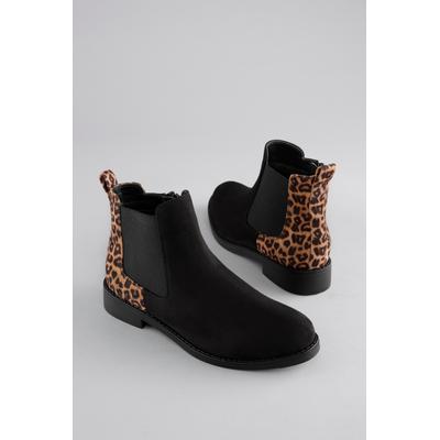 Chelseaboots ANISTON SHOES, Damen, Gr. 38, schwarz (schwarz leo), Textil, Veloursleder, Schuhe Chelseaboots, Stiefelette, Blockabsatz, mit breitem Stretch