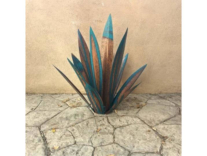 1PCS Ornements de plantes d'agave en fer forgé de 55 cm plante d'agave en métal bricolage ornements de décoration de jardin