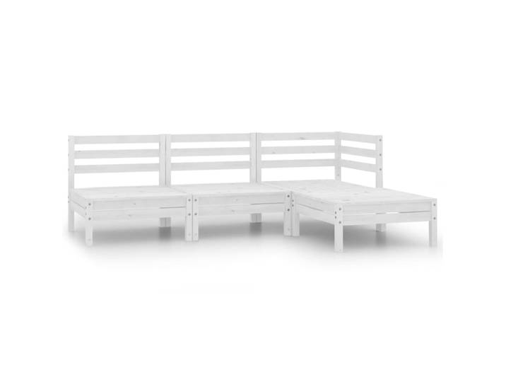 vidaXL 4-tlg. Garten-Lounge-Set Massivholz Kiefer Weiß