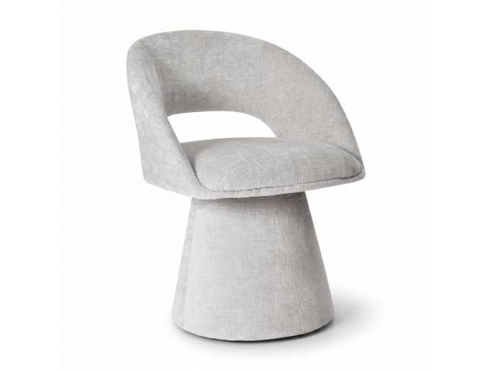 Duhome 360° Drehbar Esszimmerstuhl aus Chenille Stoff, Beige Küchenstühle Polsterstuhl mit Hohle Rückenlehne Armlehne Sessel für Esszimmer Küche Wohnzimmer