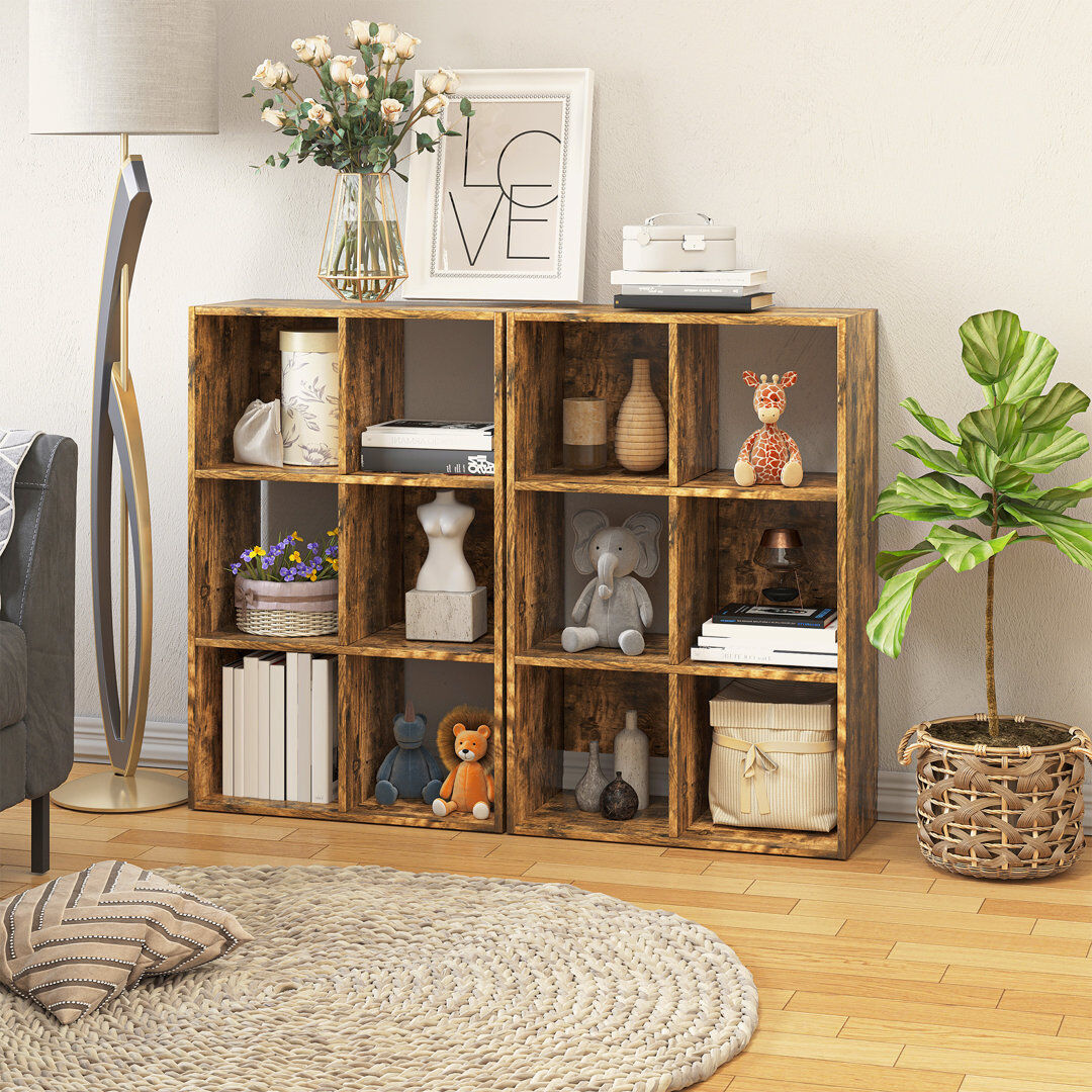Union Rustic Iulfrith Industrial Style Storage Shelf with 6 Compartments Brown 93cm H X 60cm W X 30cm D