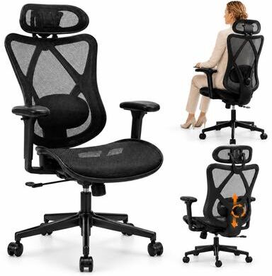 Kodotan sofa Ergonomic Office Chair, Mesh High Back Desk Seat with Adjustable Lumbar Support, Headrest, Armrests,90-135 Degree Tilt Lock