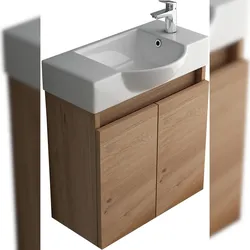 Alpenberger Waschbecken mit Unterschrank, Waschtisch mit Waschbeckenunterschrank, Gäste WC Möbel Aufsatzwaschbecken Waschtischunterschrank Vormontiert