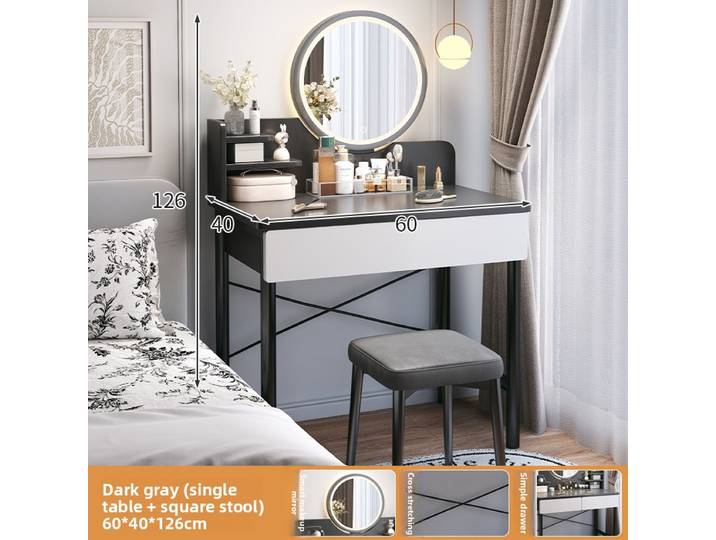 Table de maquillage multifonctionnelle pour petit appartement, chambre à coucher, rangement de maquillage intégré, table de chevet, commode