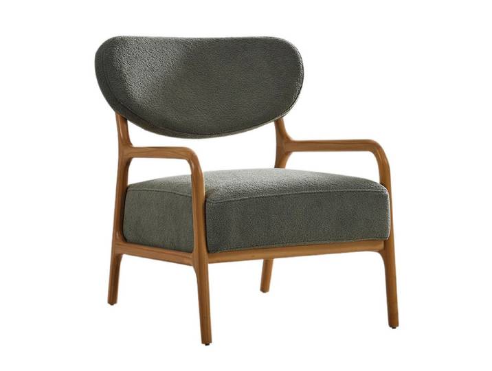 Villa Möbel Sessel Anka (Sessel, 1-St., 1-tlg. Sessel), Olivgrün Stoff Holzakzent zeitloses Design bequemer Sitzkomfort