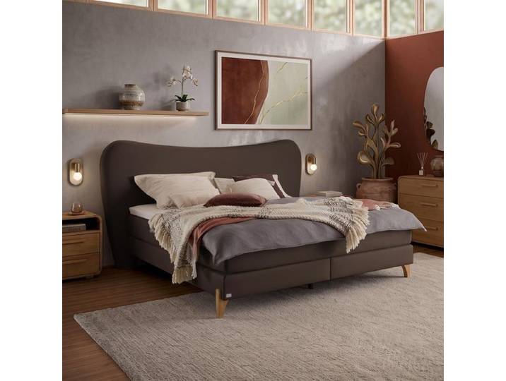 Boxspringbett Abelia Kunstleder 160x200cm TTF-Box Härtegrad: H3 Braun retro/vintage