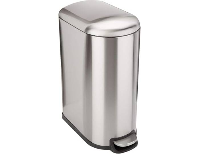 Poubelle cuisine étroite à pédale en acier 40L FULLER en inox brossé design