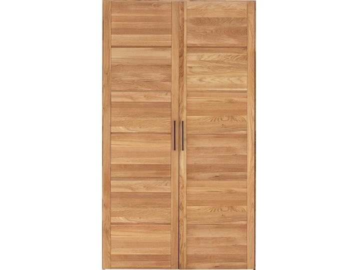 Drehtürenschrank, Massivholz Eiche, Beige, 124×218×65 cm, 2-türig, Klassisch, Home-affaire