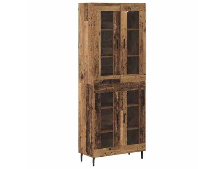 Makastle Highboard Wohnzimmer 69,5 x 34 x 180 cm Altholz Holzwerkstoff mit 4 Türen