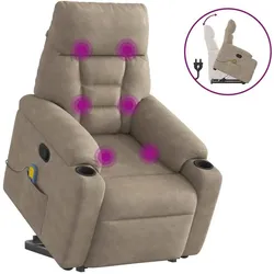vidaXL, Sessel, Massagesessel mit Aufstehhilfe Taupe Mikrofasergewebe Relaxsessel