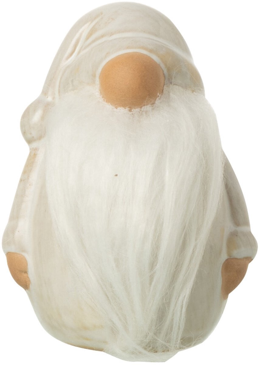 J-Line Kabouter Baard figuur - Porselein - Grijs - Small