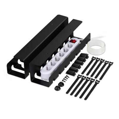 Relaxdays Kabelkanal Schreibtisch, 2er Set, Kabelmanagement, HBT: 10 x 43 x 10 cm, Zubehör zum Fixieren, schwarz