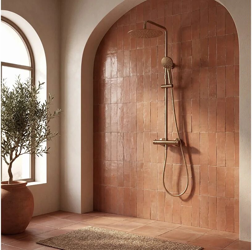 Luisa columna de ducha termostática de cobre cepillado Essebagno