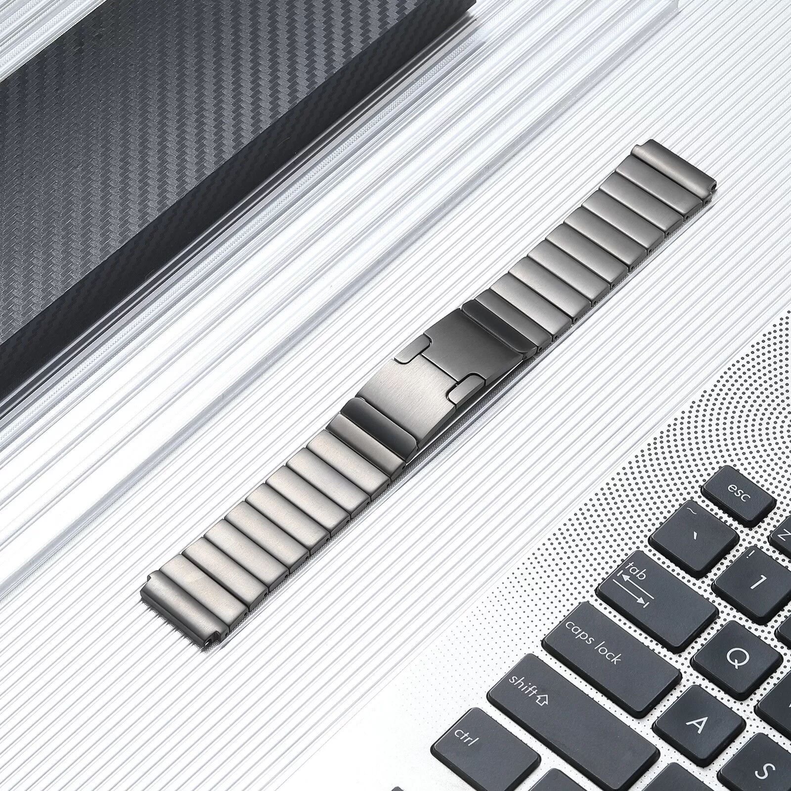 INF Elegantes Gunmetal 22mm Edelstahl Uhrenarmband Ersatz