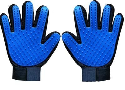 Inspired Finds Breathable Pet Hair Removal Grooming Gloves For Cats & Dogs blue Pair
