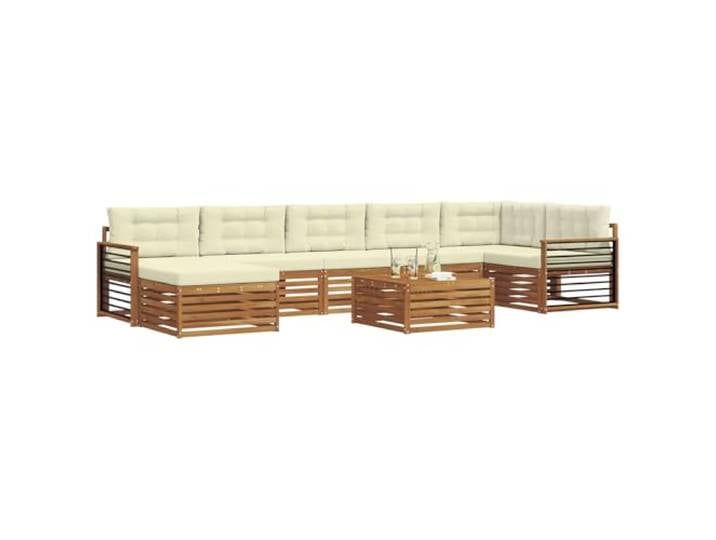 KTHLBRH Set für Außenbereiche, 8-teilig, Akazie, Natur Massivholz, modulares Design, Lattenrost-Rückenlehne, für Garten und Terrasse