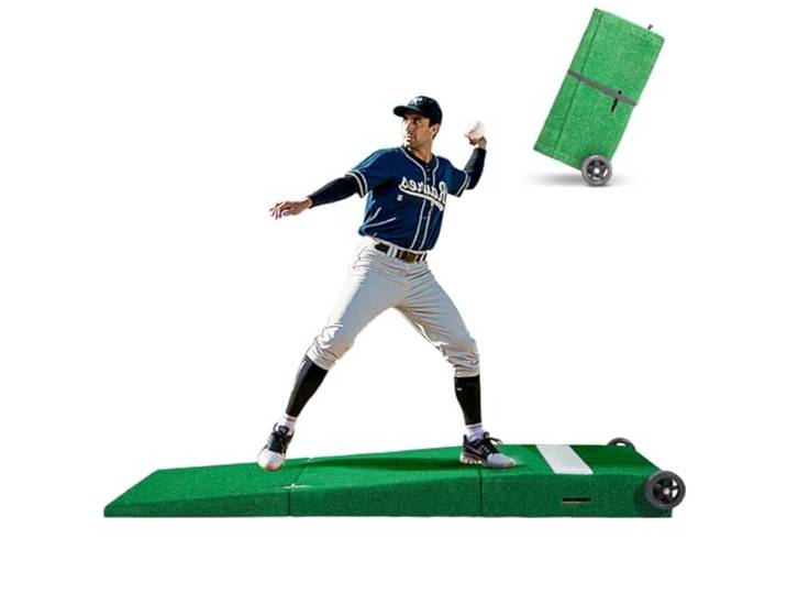 VEVOR Pitching Mound, tragbarer Baseball Pitcher Mound, 90 Zoll Pitching-Trainingsausrüstung (Oudoor/Indoor), Softball-Pitching-Hilfen mit Antifade-Rasen & Pitching-Gummi & Tragegriff