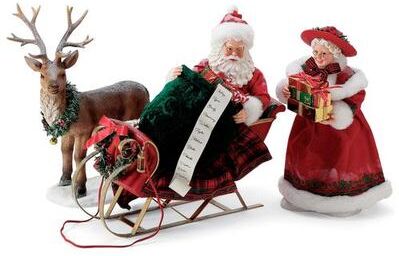 Enesco/Dept 56 Filling the Sleigh Clothtique Red Three Piece Set, Three Piece Set, Red