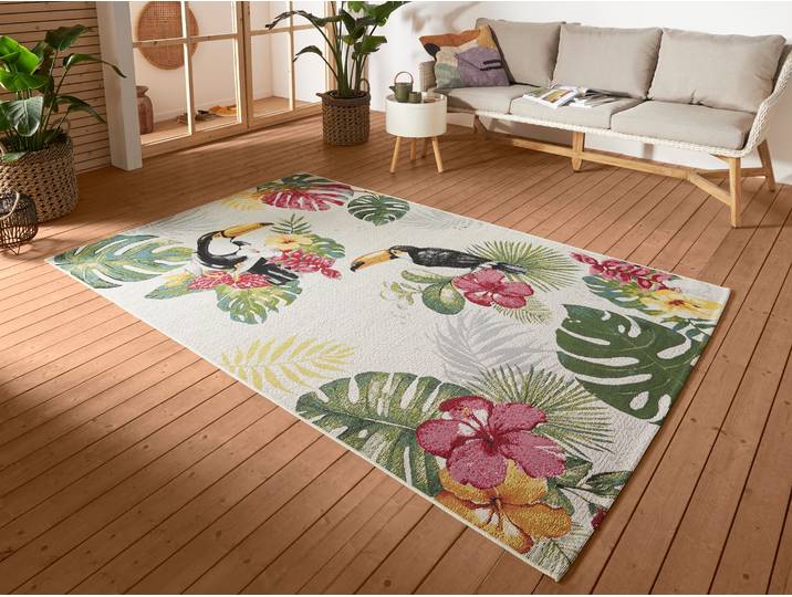 Outdoorteppich HANSE HOME Tropical Dream , bunt (creme,bunt), B:240cm H:3mm L:340cm, Polyester, Polypropylen (PP), Teppiche, Outdoorteppich, In-& Outdoor, Teppich, Wetterfest, Balkon, Garten, Wohnzimmer, Floral
