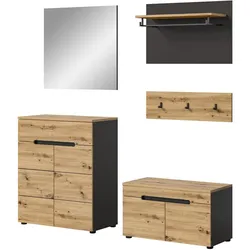 GARDEROBE Set 5-teilig Eiche Artisan grau 175 cm, mit Soft-Close