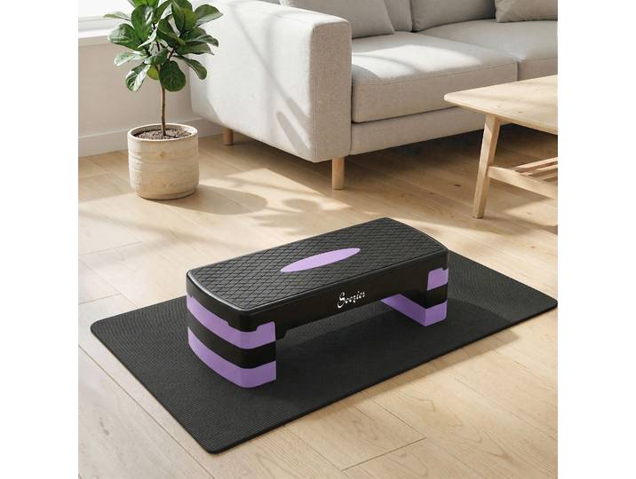SPORTNOW Stepper Fitness 3 Niveaux Réglable 68x29x20cm Bleu