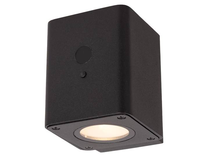 Lucide RAMIN – Wandleuchte für Innen-/Außenbereich – Solarbetrieb – LED, dimmbar. – 1x 1W, 2700K/3000K – IP54 – Bewegungssensor und Tageslichtsensor – Schwarz