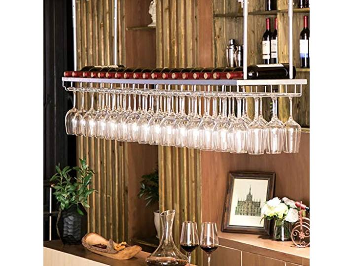 SnamicE Europäisches Weinregal aus Eisen, zum Aufhängen, Weinglashalter, einfach und stilvoll, für Restaurants, Bars, Häuser usw. Heimdekoration, B-100 x 30 cm