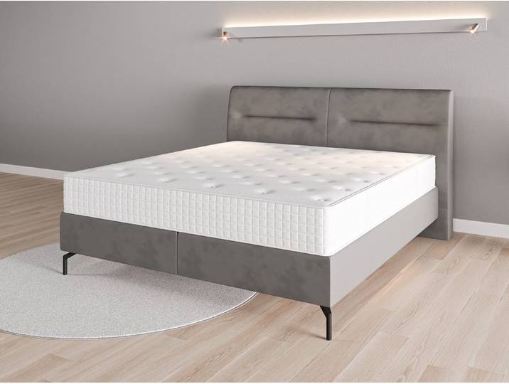 Boxspringbett 180x200 Nr. 2 - Grau (Stahlgrau) - Vintage Velours