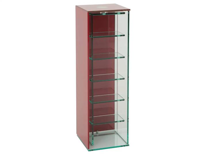 Cd-Rack Cain, Floatglas Rubinrot, Für 100 Cds, b 28 cm